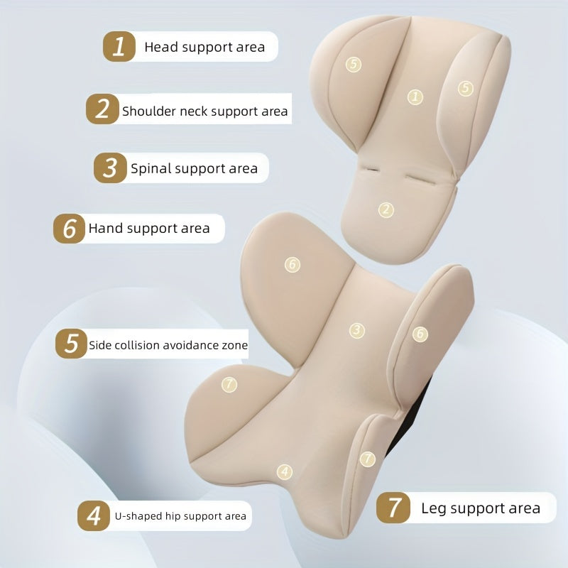 Kinderwagen Zitkussen | Verstevigd Nek- en Taille Ondersteuningskussen met Verwijderbare Twee Segmenten voor Draagmand Kinderwagen