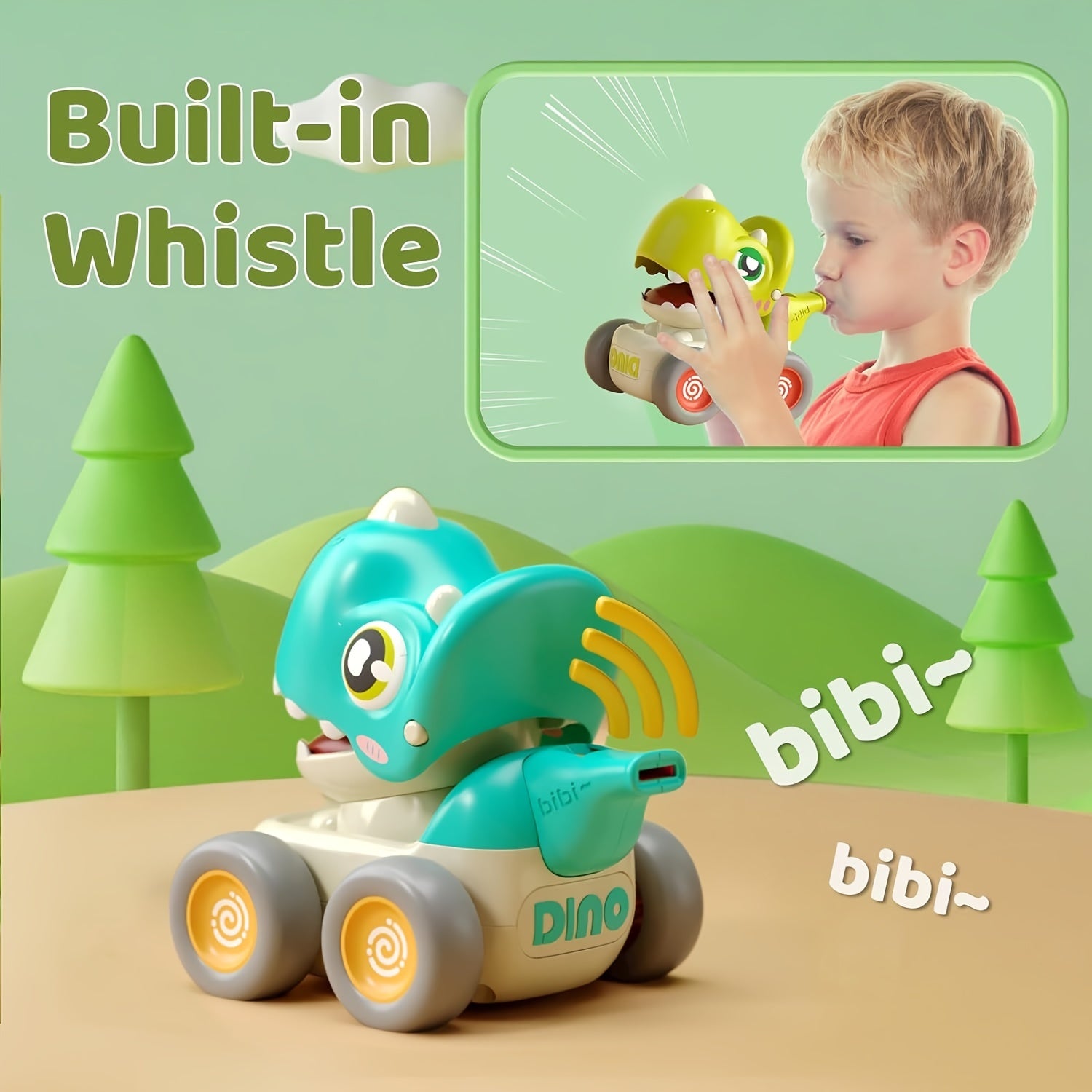 4-Delige Dinosaurus Inertie Speelgoedauto Set | Handmatig Geduwde Educatieve Auto’s voor Peuters