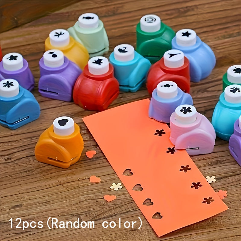 12-delige Mini Ponsen Set – DIY Gereedschap voor Scrapbooking, Kaarten & Creatieve Decoratie
