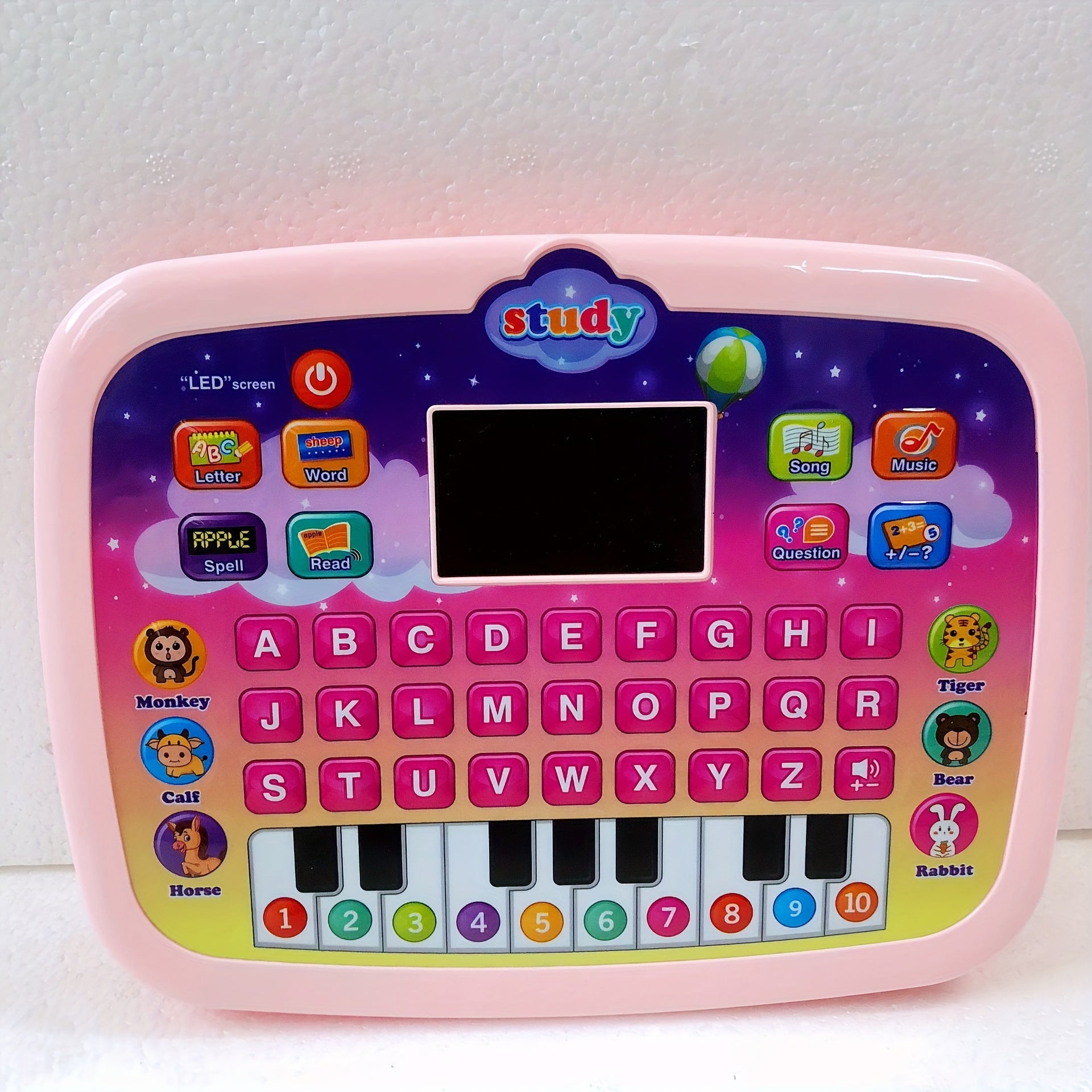 Montessori Tablet Leerpad met LED Scherm | Educatieve Tablet om Alfabet, Nummers, Woorden, Muziek en Rekenen te Leren, Interactief Elektronisch Speelgoed voor Jongens & Meisjes