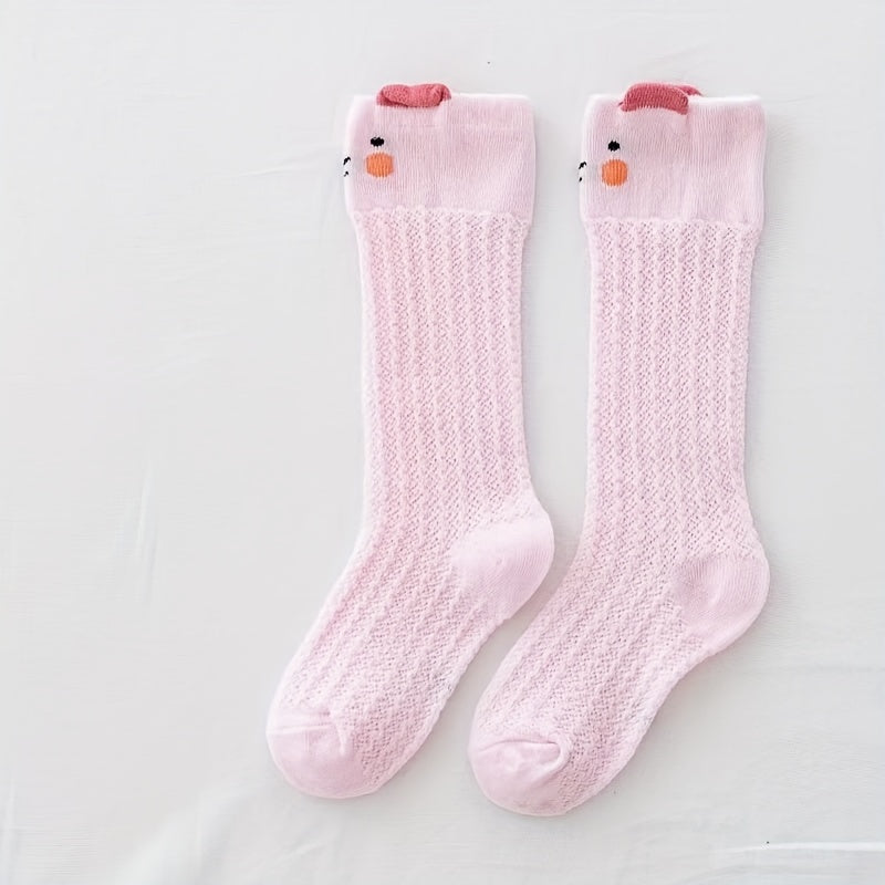 Dunne Katoenen Mesh Kniehoge Sokken met Schattige Cartoon Dieren | Anti-Mug Dijhoge Kousen voor Pasgeboren Kinderen en Peuters Herfst Winter Sokken voor 1-3 Jaar