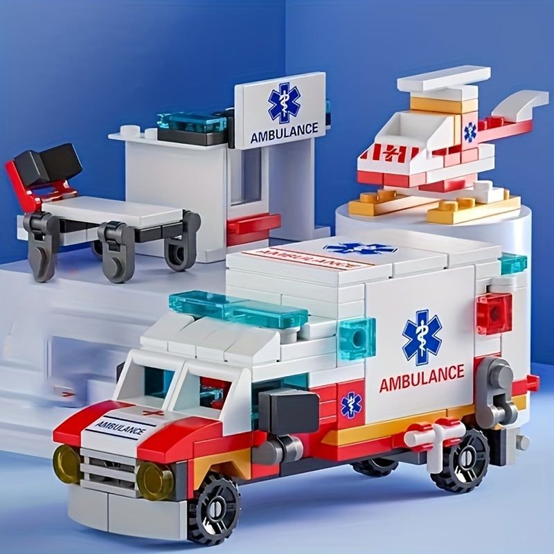 6-in-1 Ambulance Bouwstenen Set | DIY Auto Bouwset, Educatief Speelgoed voor Kinderen, Verjaardag & Feestcadeau