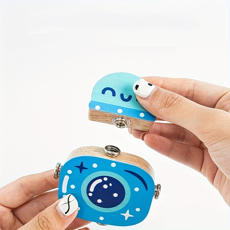 Houten Robot Bouwblokken | Educatieve 5-delige Puzzelset voor Kinderen