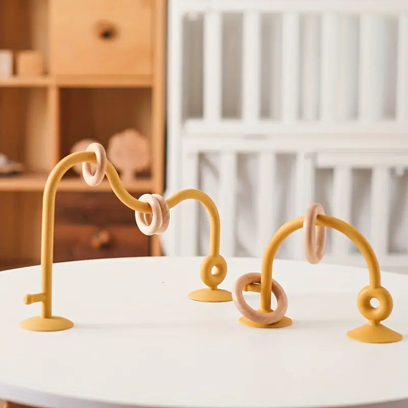 Silicone Zuig Baby Boog Speelgoed met Houten Ringen | Multicolor Baby Speelgoed voor Vroege Ontwikkeling