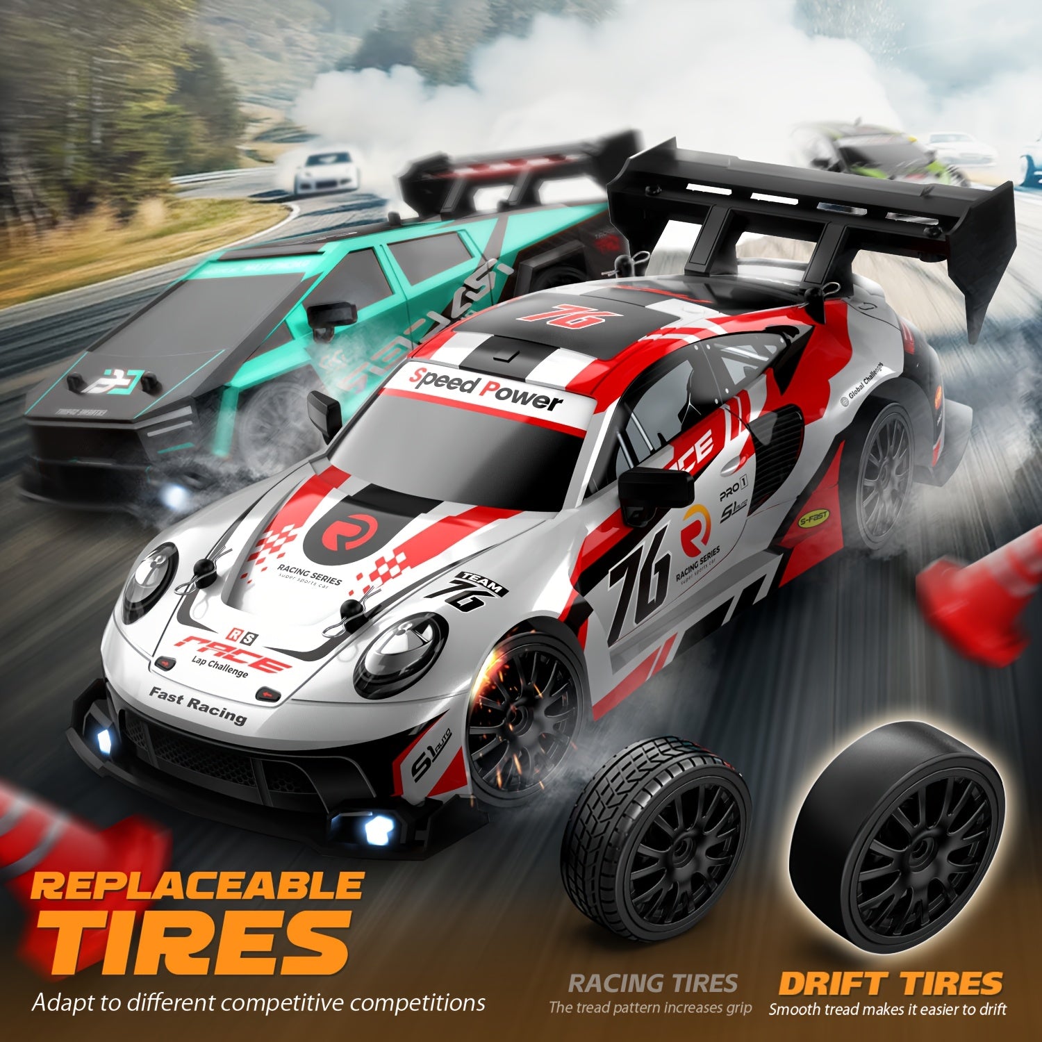 RC Drift Auto 1:24 | 4WD Afstandsbediening Racewagen met Driftbanden