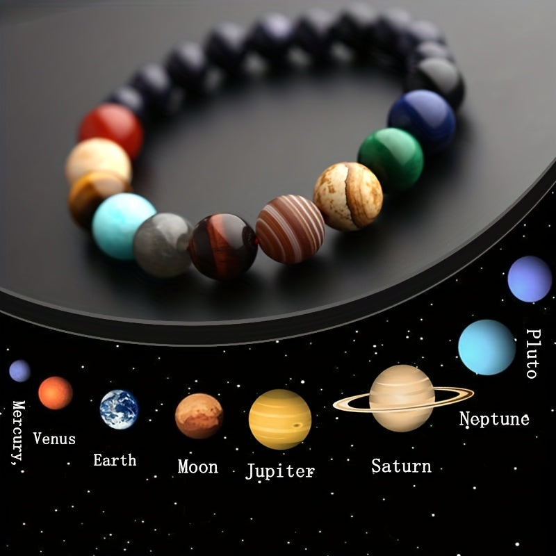 Verstelbare Planeten Armband – Zonnestelsel Kralen Sieraad Unisex Astronomie Cadeau