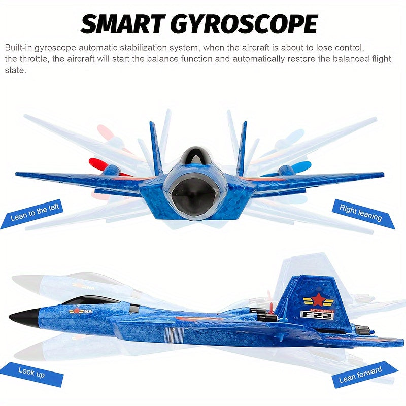 RC Gevechtsvliegtuig F22, 2.4G 2.5-Kanaals Lucht, Zee & Land, LED Lichten, 6-Assige Gyroscoop, EPP Materiaal, Leuk Vliegtuig Speelgoed voor Kinderen & Volwassenen