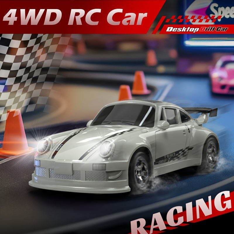 Mini 4WD RC Auto – Drift Racewagen met Lichten, Type-C Opladen, Cadeau 3+