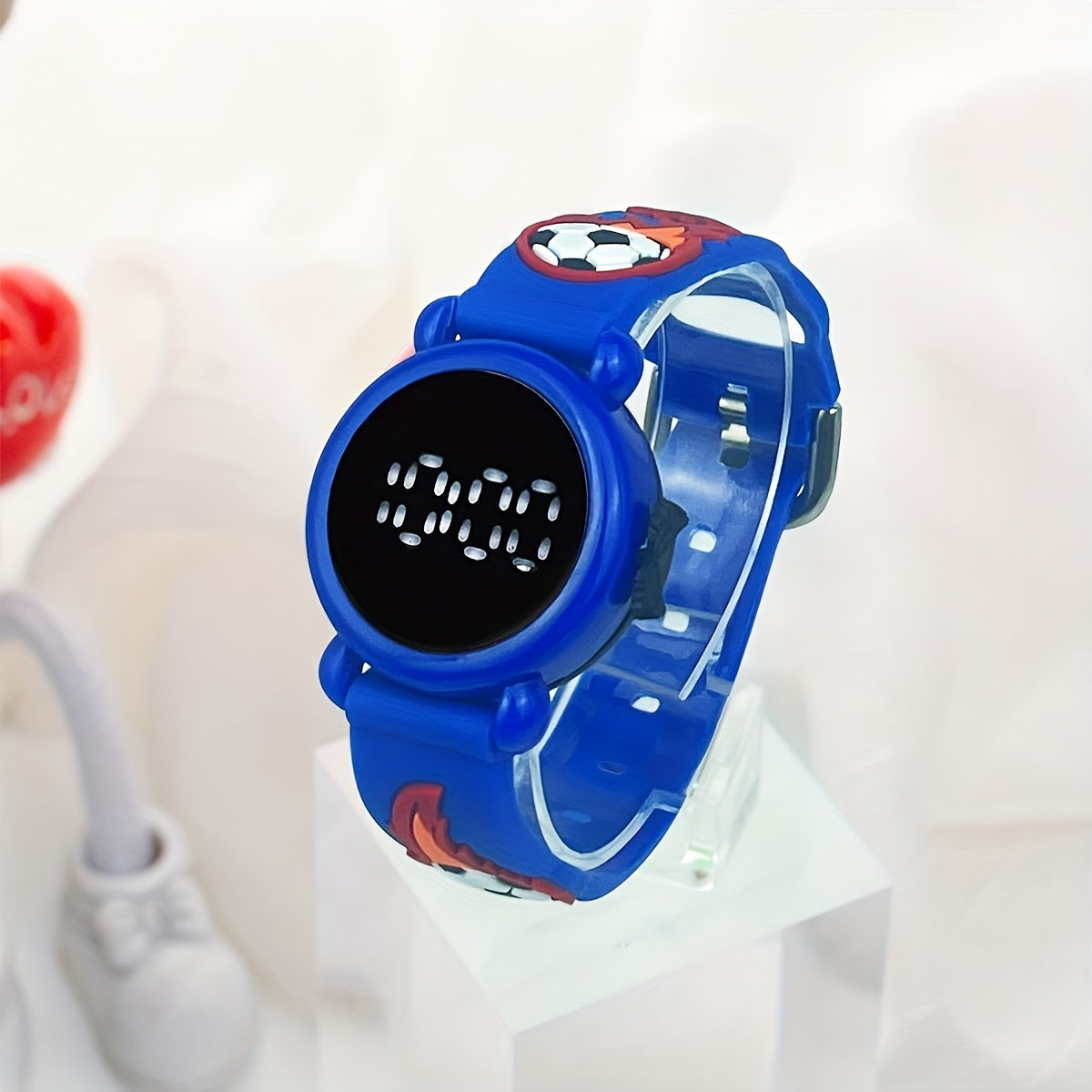 Blauwe LED Soccer Flame Watch – Trendy & Cool Horloge voor Kinderen