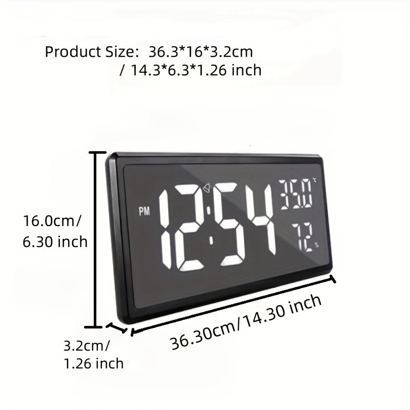 Digitale LED Wandklok Groot Scherm | USB Aangedreven Klok voor Slaapkamer of Woonkamer