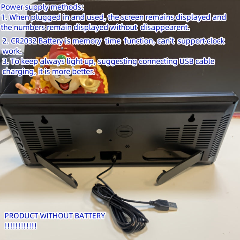 Digitale LED Wandklok Groot Scherm | USB Aangedreven Klok voor Slaapkamer of Woonkamer