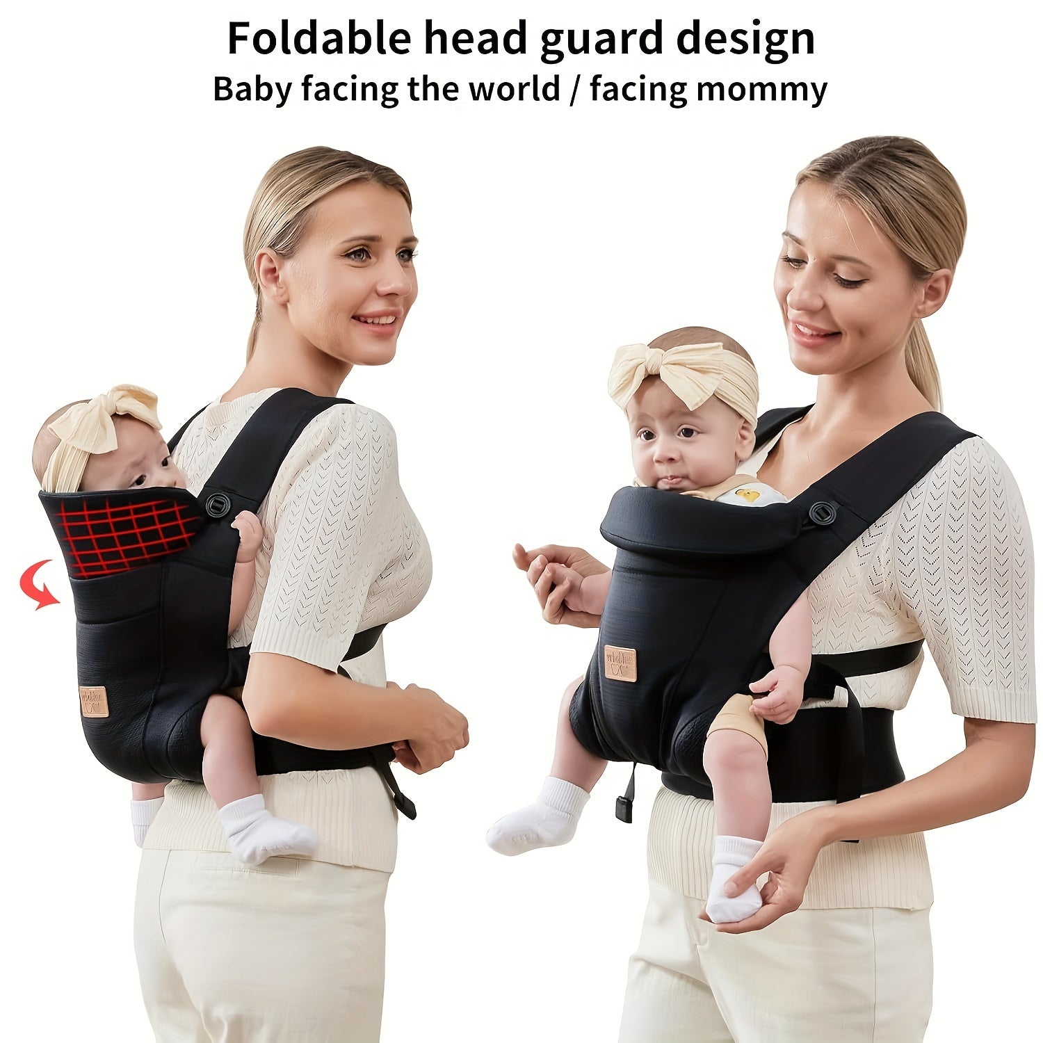 Ergonomische Baby Drager voor Pasgeboren tot Peuter - Verstelbare Draagzak met Hoofdkap voor Jongens en Meisjes - Ademende Stof voor Comfortabel Dragen