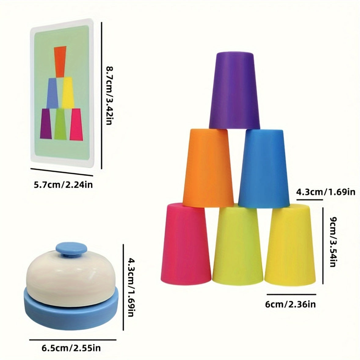 54 Kaarten, 12 Bekers, 1 Bel Spelset | Stapelspel, Interactief Tafelspel, Ideaal Cadeau