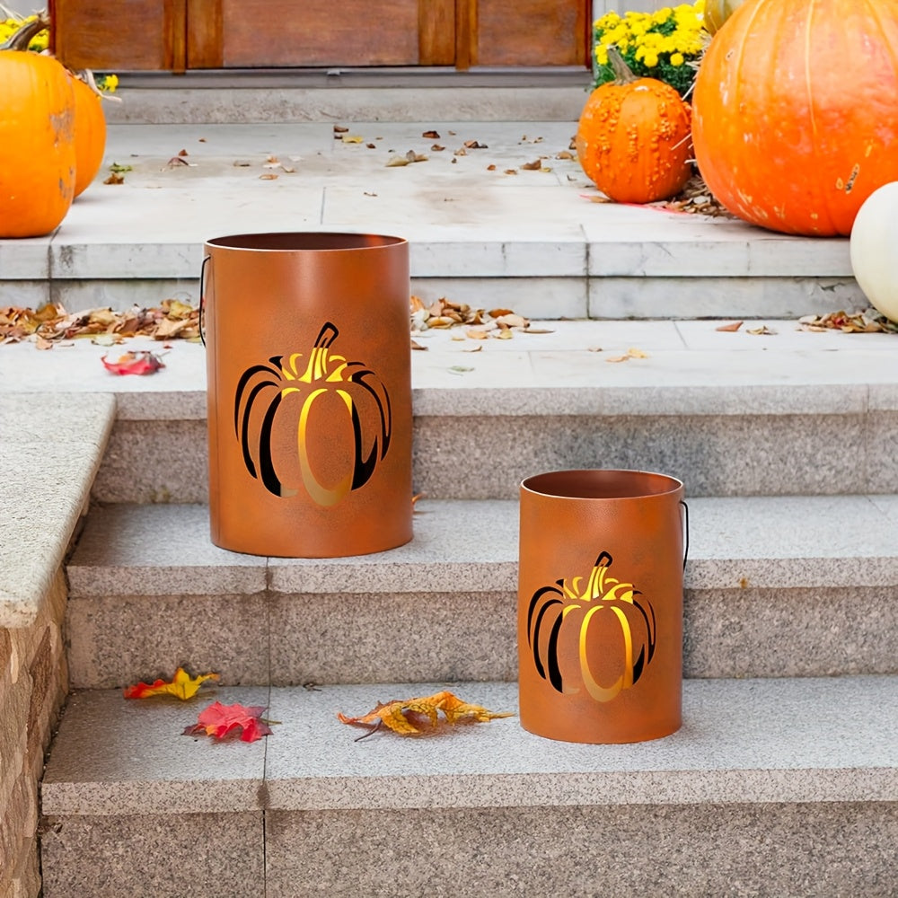 Rustieke Gietijzeren Pompoen Kaarsenhouder voor Herfstdecoratie - Sfeervolle Kandelaar voor Halloween en Thanksgiving - Geschikt voor Binnen en Buiten