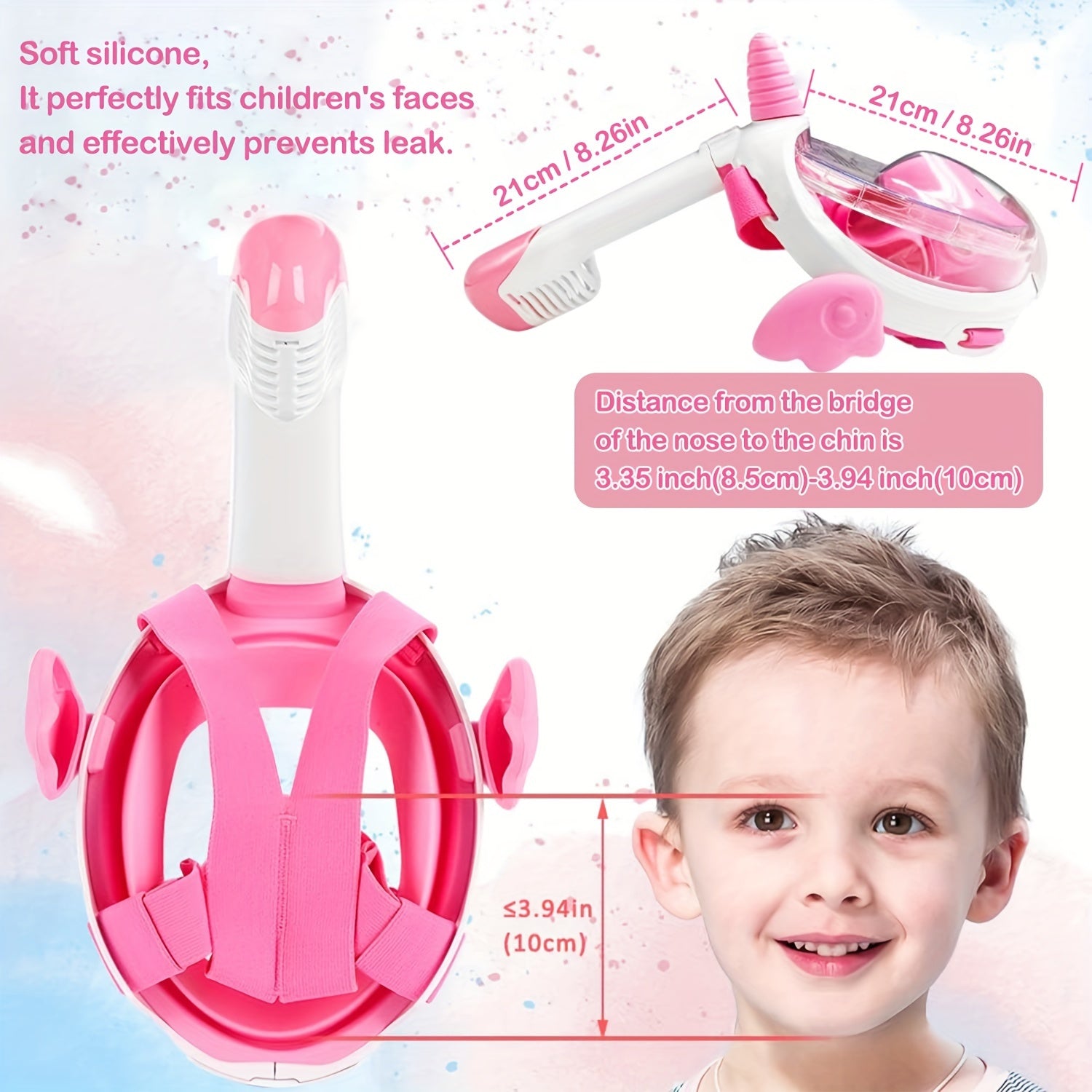 Full Face Snorkelmasker voor Kinderen - 180° Panoramisch Duikmasker met Cartoon Design voor Jongens en Meisjes - Zwem- en Duikbril Speelgoed