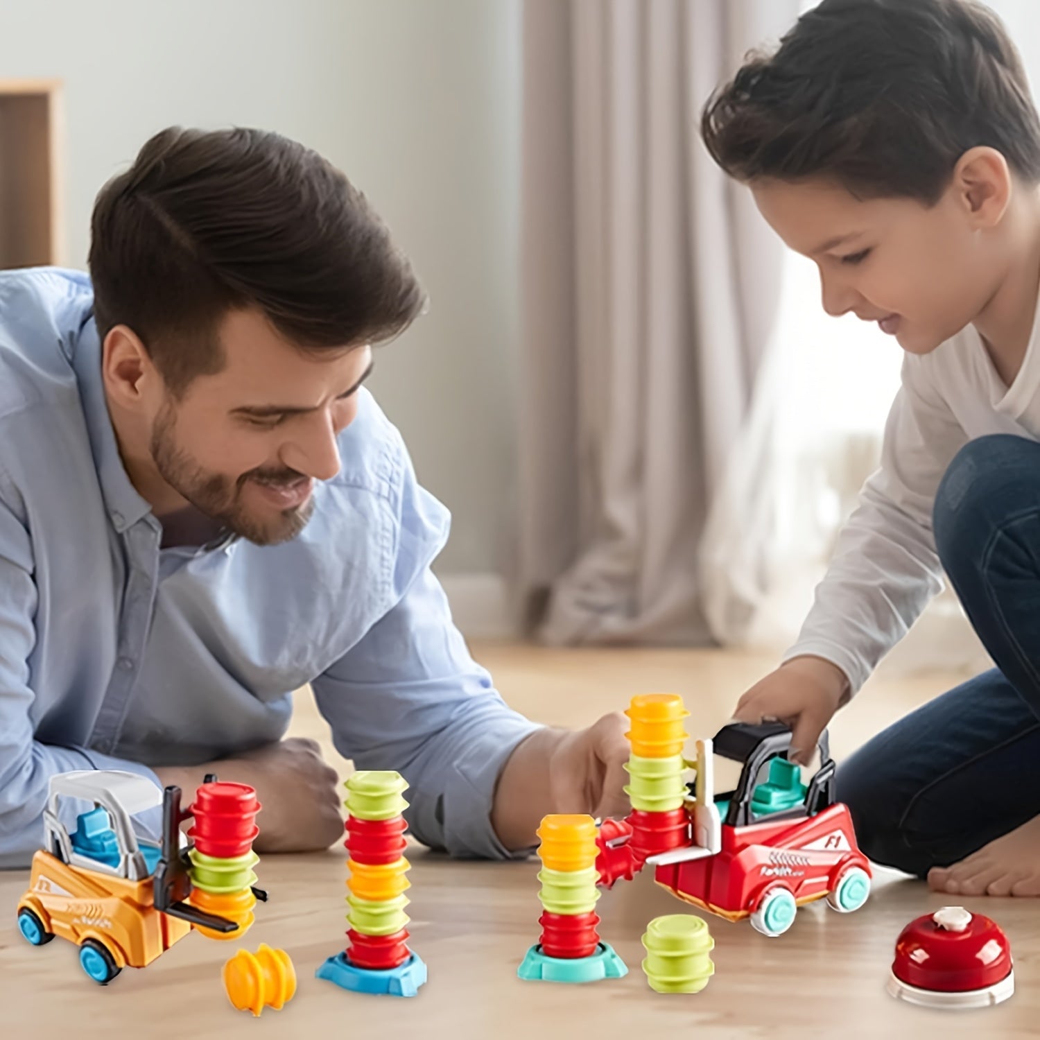 Engineer Vorkheftruck Transport Spel voor Kinderen vanaf 3 Jaar - Educatief Stapelspel voor Peuters en Kleuters - Cadeau voor Fijne Motoriek en Logica