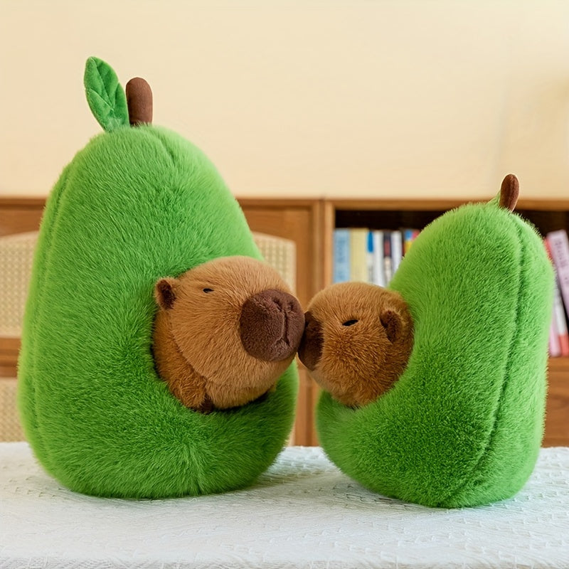 Knuffel Dier Capybara Avocado | Schattige Capybara Pop met Cadeau Sierkussen | Zacht Pluche Speelgoed voor Kinderen en Verzamelaar