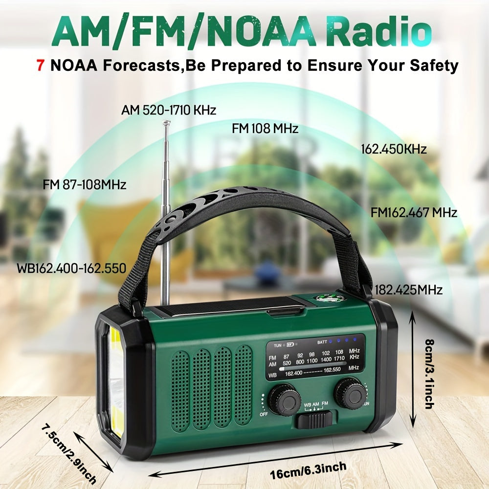 10000mAh Noodradio – Zonne-energie, Hand Crank, AM/FM, SOS Alarm & Telefoonoplader