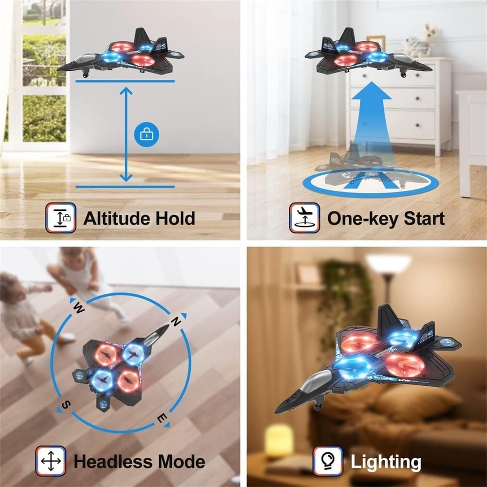 RC straalvliegtuig met licht | Afstandsbedieningsvliegtuig met 360°-rol voor kinderen, vliegend speelgoed