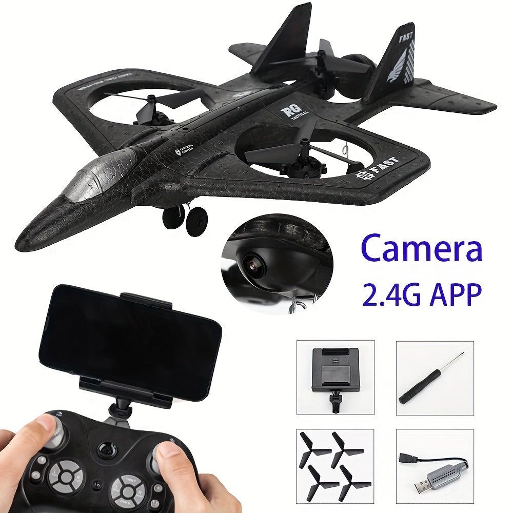 RC Vliegtuig 2.4GHz 4CH met Camera | Foam Fighter Jet met 3D Flip, Altitude Hold & Headless Mode | Beginner Vliegvliegtuig voor Volwassenen & Kinderen | Cadeau voor Feestdagen