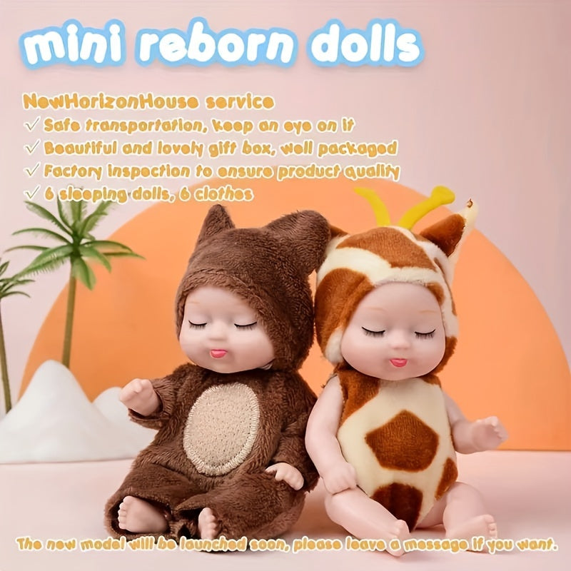 Mini Realistische Reborn Pop (4,3") | Schattig Feestartikel & Cadeau | Perfect voor Kerst & Verjaardagen