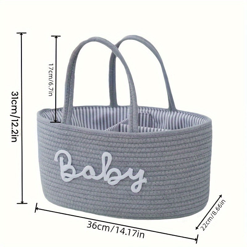 Geweven Opbergmand | 3 Compartimenten Draagbare Opbergmand | Fles- en Luier Organiser voor Moeder en Baby | Badkamer Opbergmand voor Zwembad Accessoires