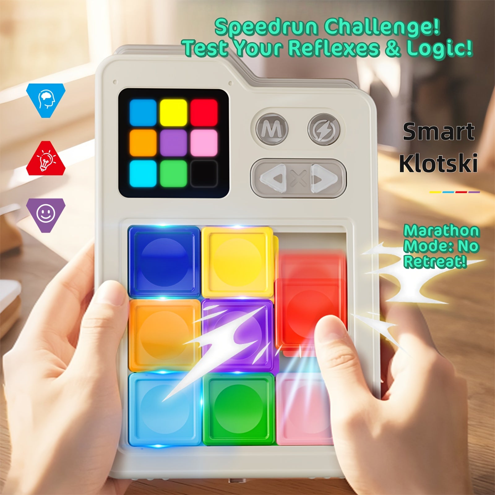 Puzzle Coulissant Électronique "Smart Klotski" pour Enfants 6 Ans et Plus - Jeu Cérébral Interactif avec Niveaux de Difficulté Progressifs