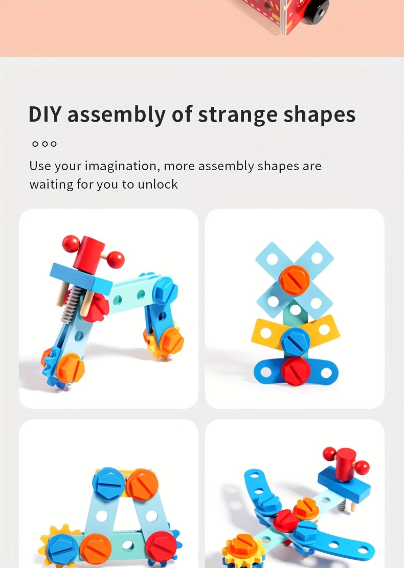 Houten gereedschapsbox|DIY schroef- & moerspeelgoed voor kinderen