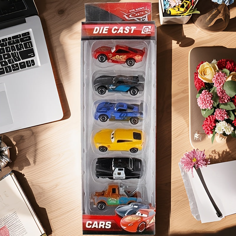 6-delige Auto Speelset met Opslagdoos | Lightning Racewagens Miniatuur Modellen – Ideaal als Verjaardagscadeau voor Kinderen