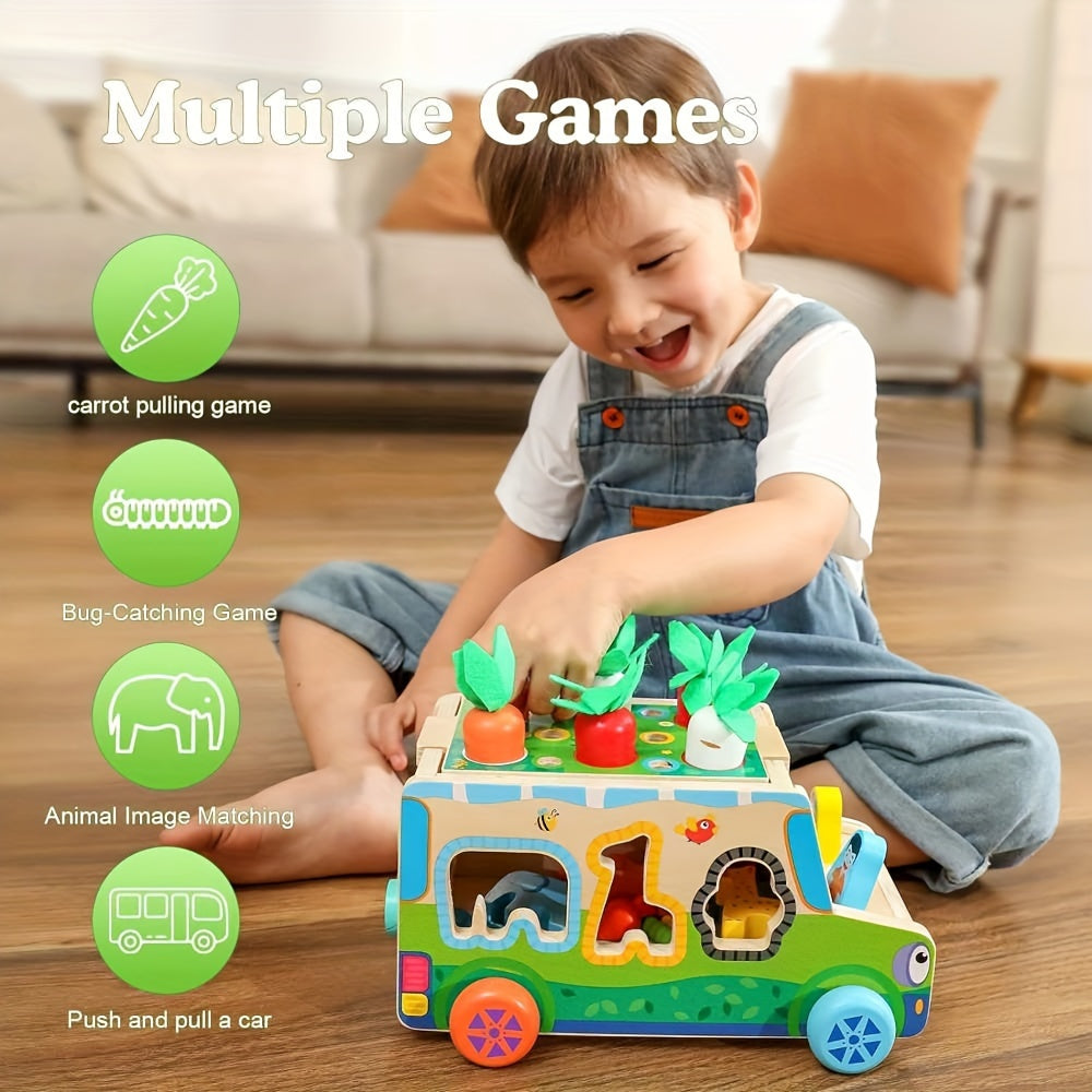 Houten Sorteer- en Stapelset | Carrots en Dieren Speelgoed voor Baby’s (0-3 Jaar)