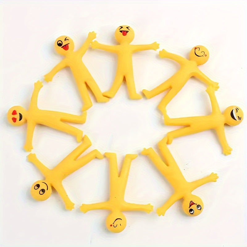 25x Gele Rekbare Poppetjes | Vrolijke Gezichten | Zacht Rubber | Vouwbaar voor Feestdecoraties