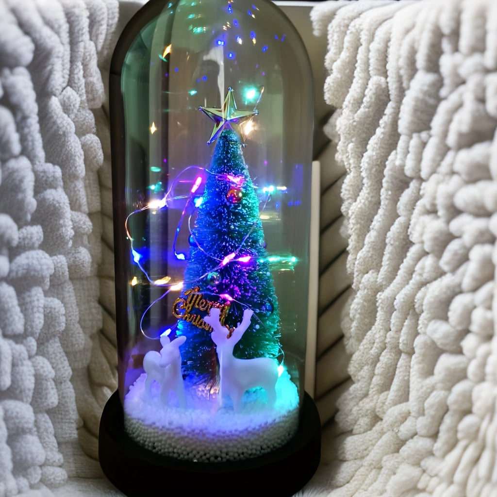Eeuwige Verlichte Kerstboom met Kerstman en Rendieren | Kerstdecoratie op AAA-batterijen