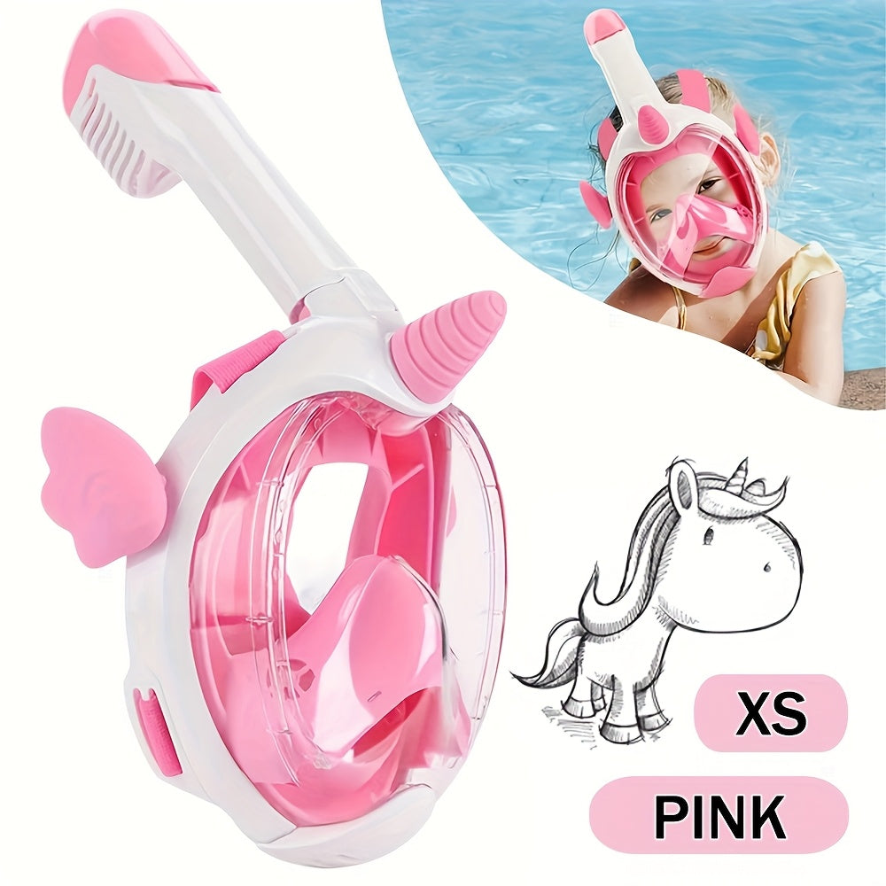 Full Face Snorkelmasker voor Kinderen - 180° Panoramisch Duikmasker met Cartoon Design voor Jongens en Meisjes - Zwem- en Duikbril Speelgoed