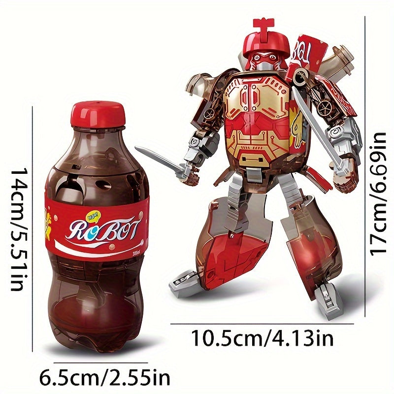Transformeerbare Frisdrankblik Robot | Interactief Speelgoedfiguur | Duurzaam ABS | Tafeldisplay Robot voor Kinderen 14+ Jaar