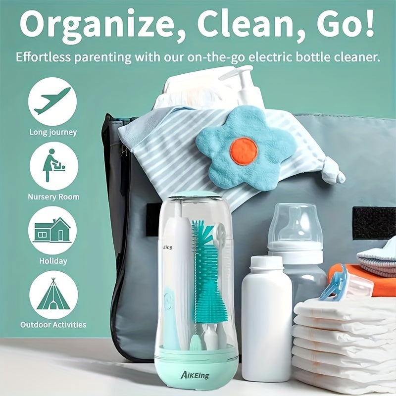 Elektrische Flesborstel met UV Sterilisatie | Multifunctionele Teats Organizer | Perfect Reinigingsset voor Moeders | Kerst- & Feestdagen Cadeau