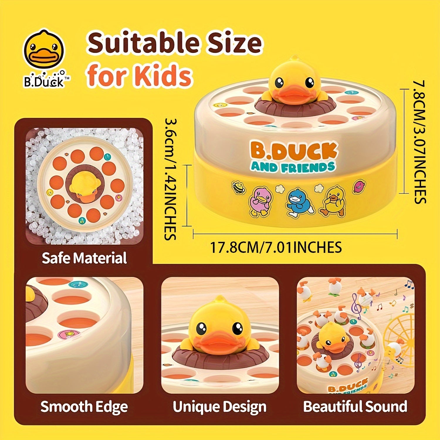 B.Duck Muzikaal Eendenspel | Interactief Vangspel met Licht & Geluid | Cadeau voor Kinderen 4-12 Jaar