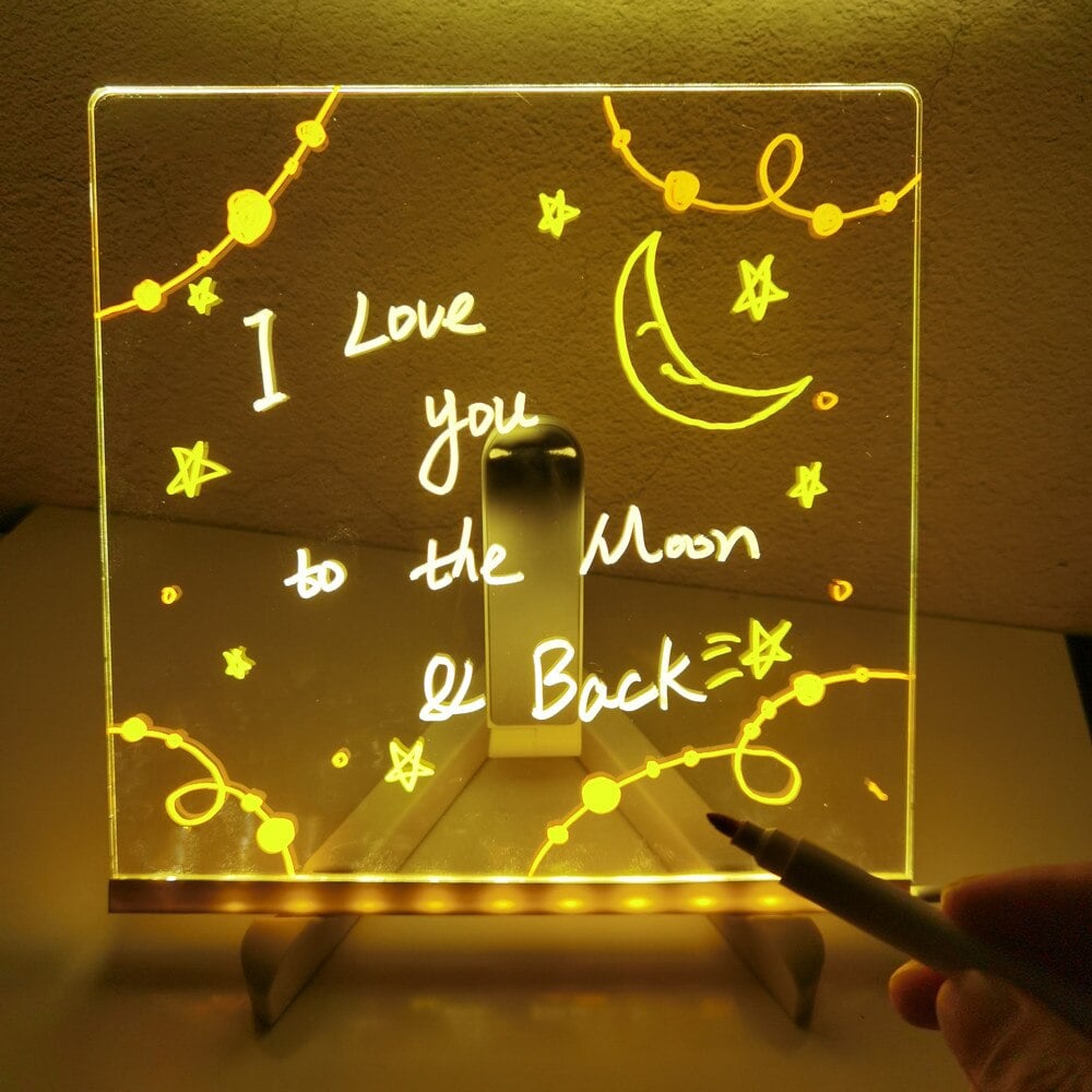 LED notitiebord met kleuren | Helder acryl droog uitwisbord met licht Voor kinderen en volwassenen