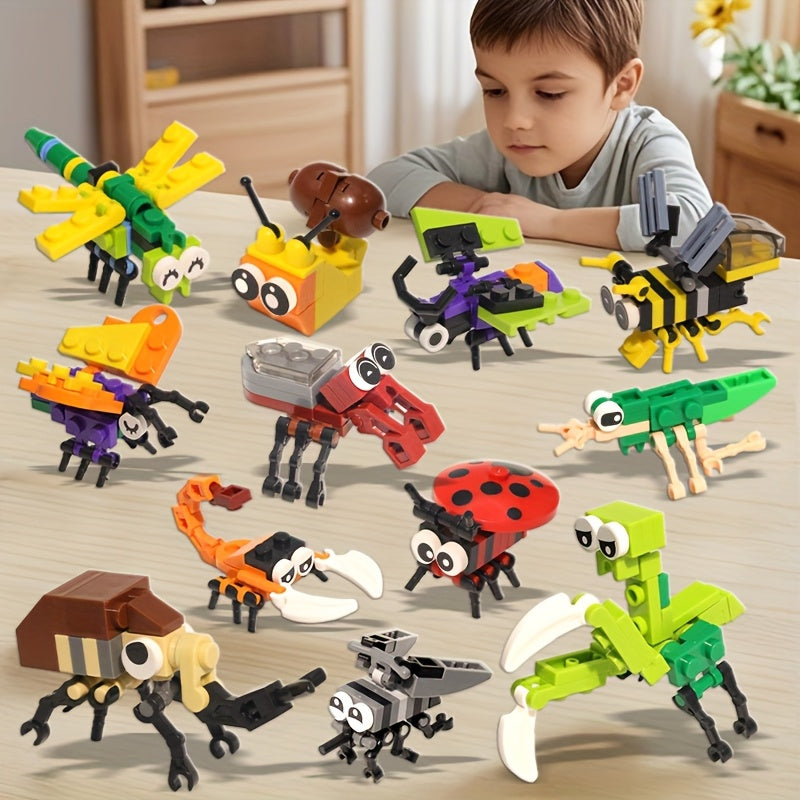 12-delige insecten bouwstenen - educatief speelgoed met kleine deeltjes dieren modellen | creatief & interactief