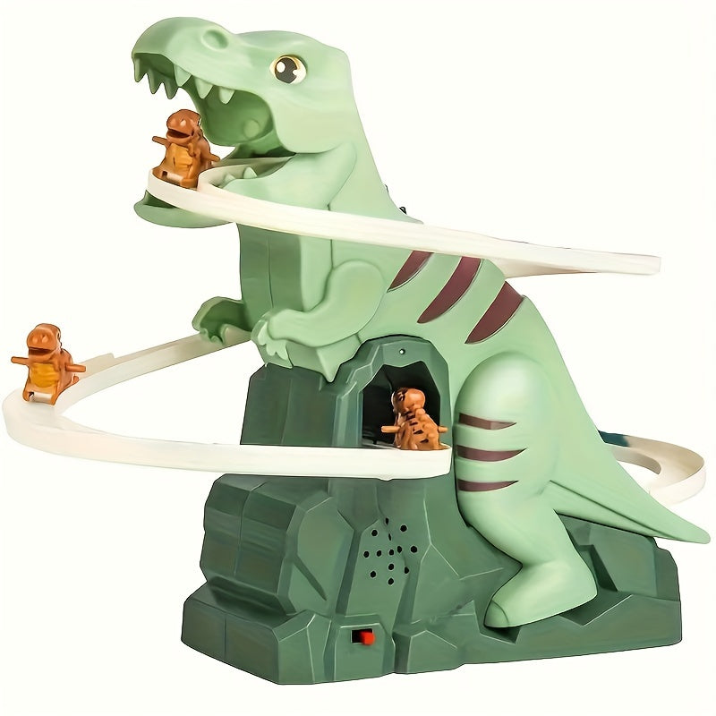 3 Dinosaurussen Auto’s Glijdende Speelgoedbaan | T-rex met Mini Dino Hellingbaan voor Peuter Cadeau-ideeën
