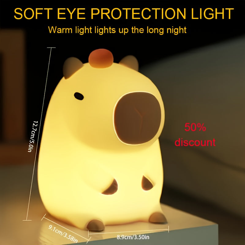 Oplaadbaar Capibara Nachtlampje voor Kinderen en Volwassenen - Dieren Siliconen Lamp met Touch Control - Modern Bedside Lamp voor in de Slaapkamer