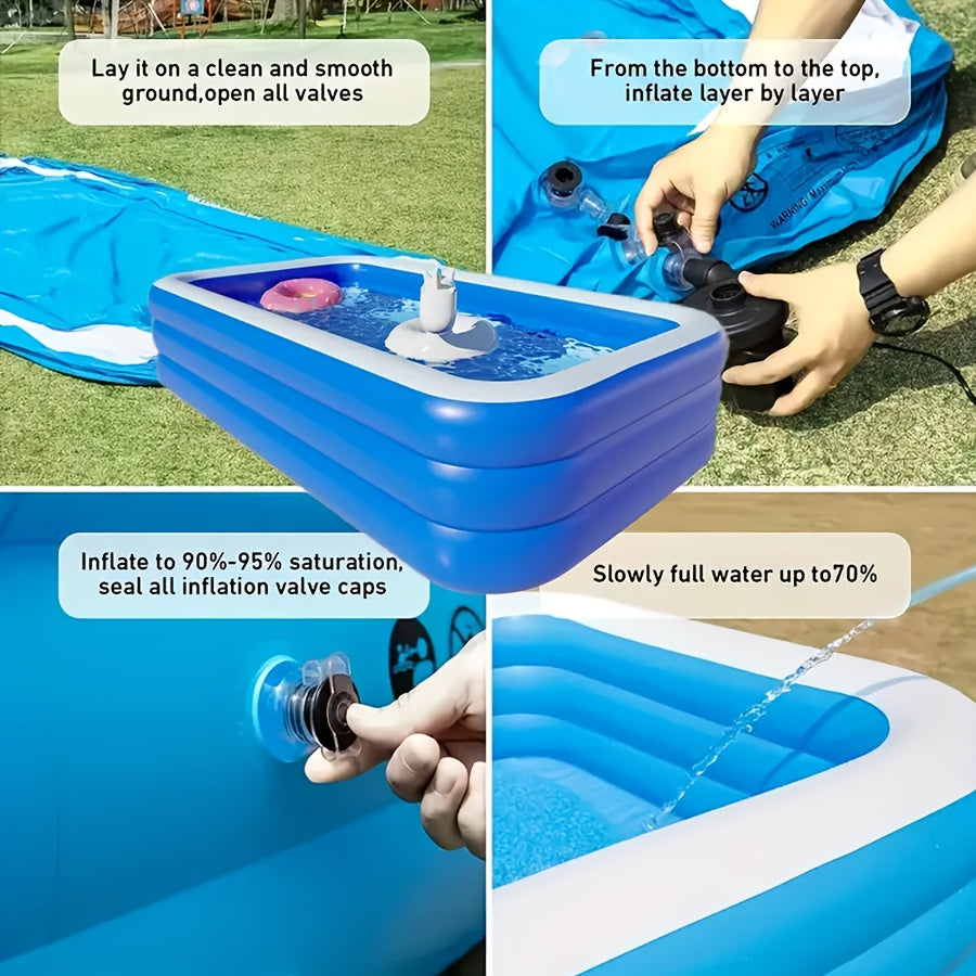 [XL Opblaasbaar Zwembad] Groot Blauw Opblaasbaar Zwembad met Bobo Ballen | Stevig PVC, Opvouwbaar & Draagbaar – Voor Tuin, Grasveld & Terras | Zomers Plezier voor het Hele Gezin