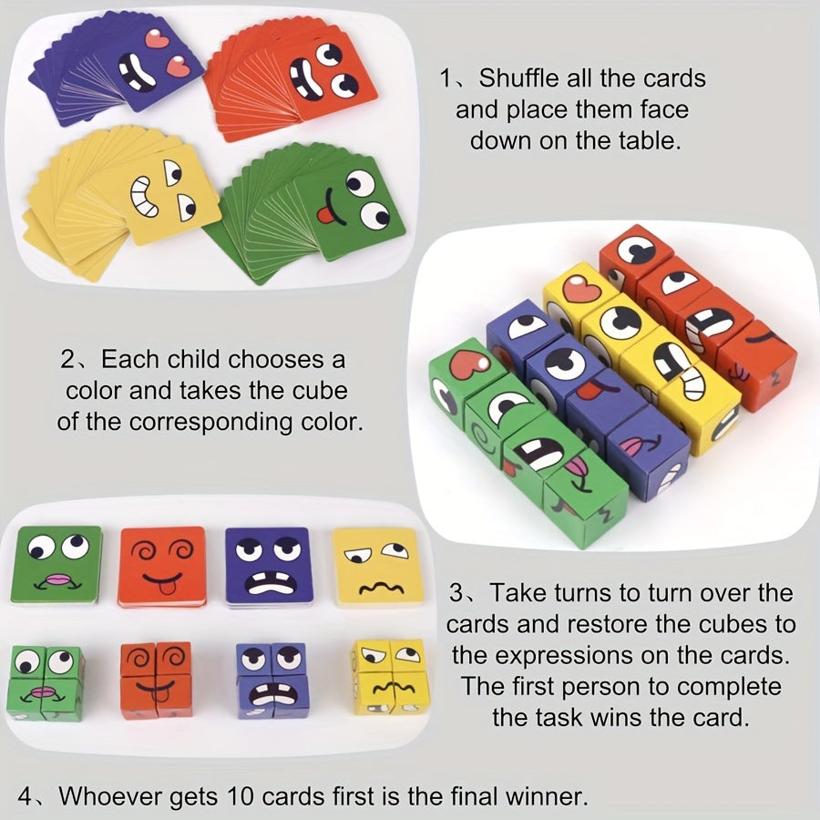 Emotie Matching Dobbelspel voor Kinderen | Educatief Tafelspel met Expressieve Blokken & Bel, Voor Leeftijd 3-8 Jaar, Perfect Cadeau voor Kerst & Nieuwjaar