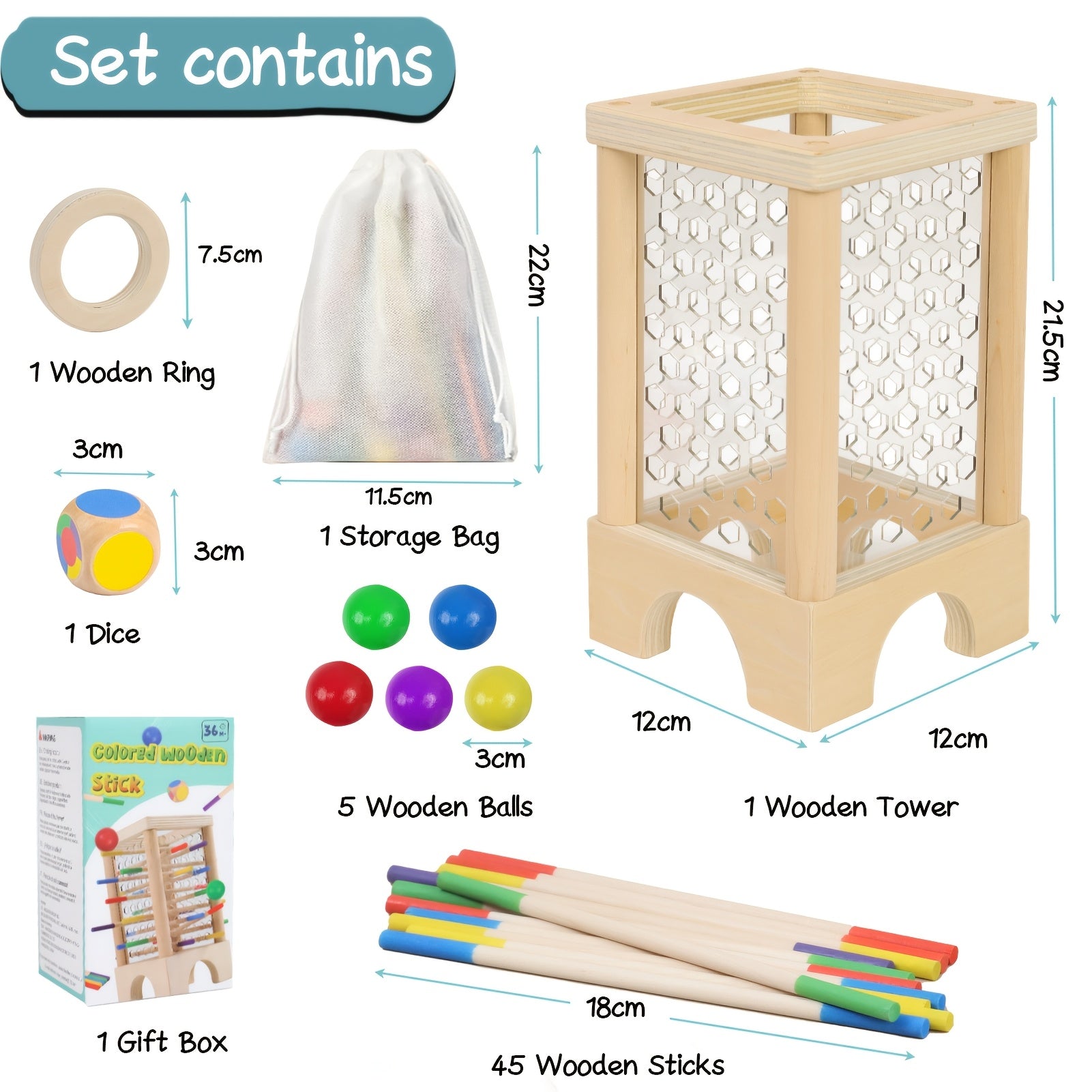 Houten Stok- en Ballenspel | Educatief Strategiespel voor Gezin (3+ Jaar)