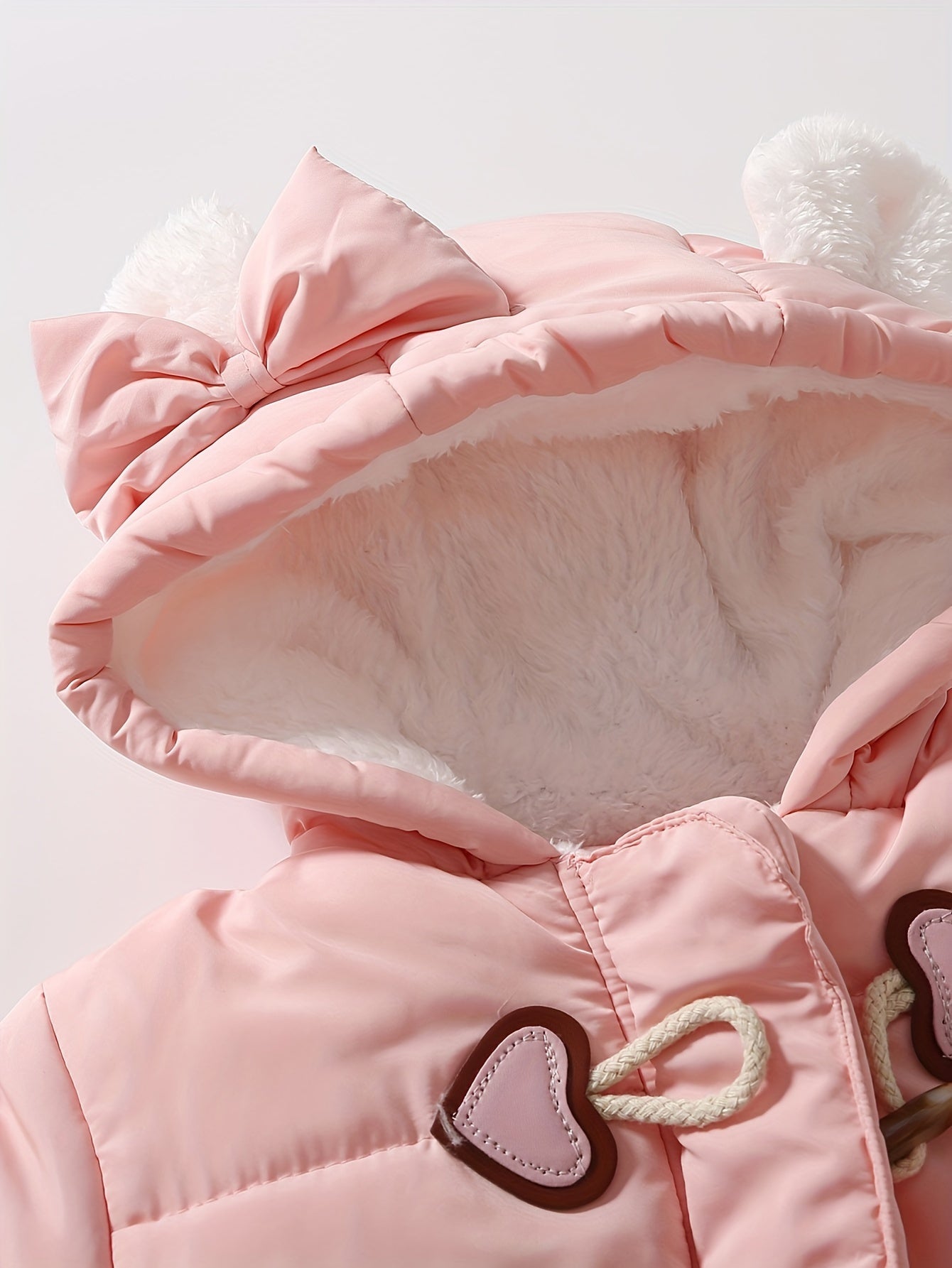 Fleece Capuchon Rompertje Voor Meisjes | Warme, Zachte en Cozy Baby Onesies Met Hartje Knop Baby Winterkleding