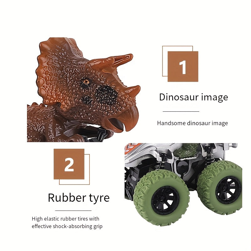 Dinosaurus Inertia Speelgoedauto | 360° Draaibare Stuntauto zonder Batterij – Stoer Cadeau voor Jongens