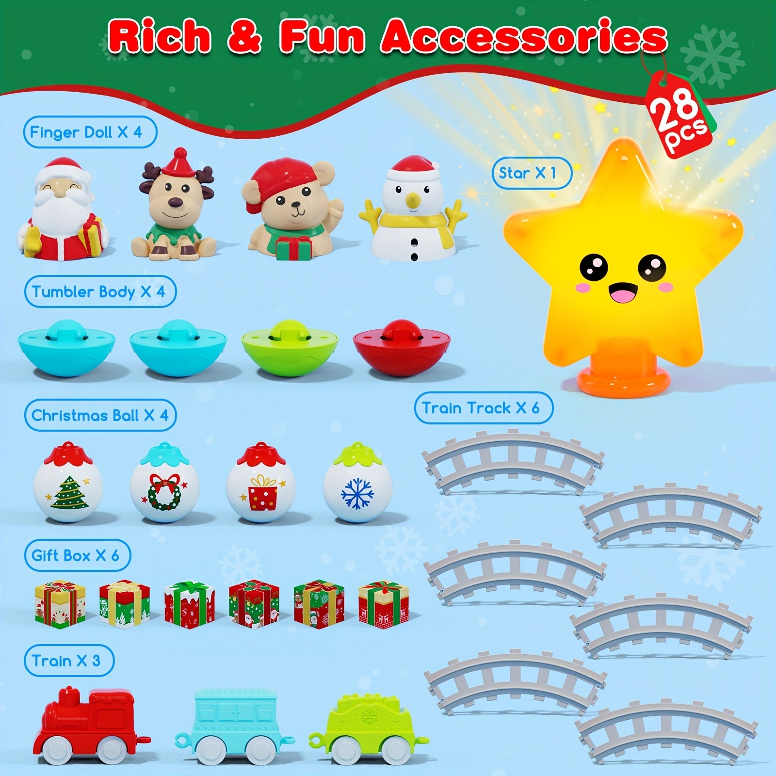 Interactieve Kerstboom Speelset voor Peuters en Kleuters - Muzikale Decorset met Roly Poly's en Mini Treinbaan voor Kinderen vanaf 3 Jaar