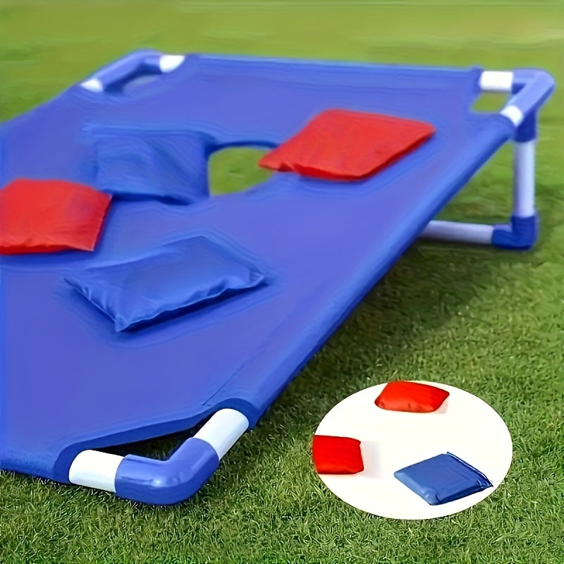 Opvouwbaar Cornhole Spel – 1 Stuks Rood of Blauw Draagbaar Cornhole Game met 6 Bean Bags | Buitenspel voor Feestjes, Camping & Familieplezier, PVC Materiaal