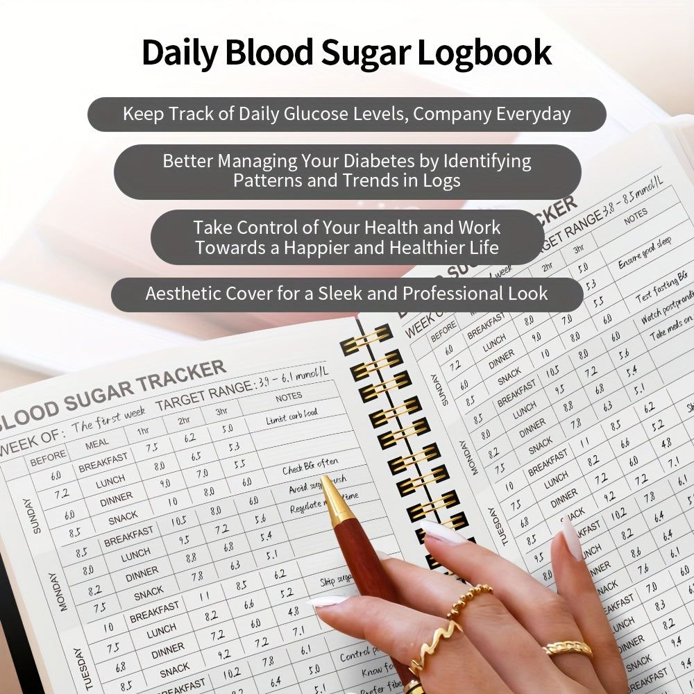 Bloedsuiker Logboek voor Dagelijkse Glucosemetingen - Diabetes Dagboek voor 63 Weken voor Volwassenen - Planner voor het Noteren van Bloedglucosewaarden Voor en Na Maaltijden