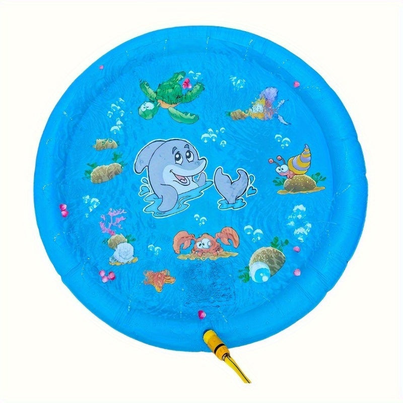 XL Watersproeier Mat 2025 met Zeeleven Thema – 170 cm Opvouwbaar Opblaasbaar Waterkussen voor Kinderen & Huisdieren | Zomerplezier met Schildpadden, Vissen & Zeepaardjes