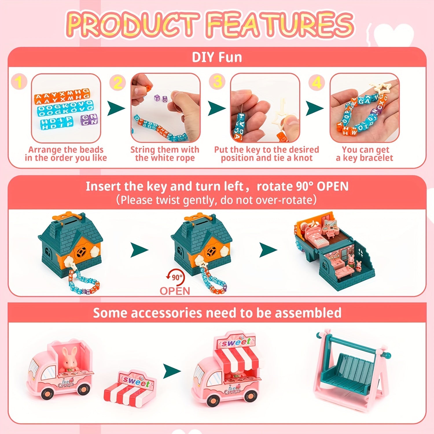 Schattig Konijnenhuis Speelset | Vouwbaar Plastic Konijnenspeelgoed – Interactief & Educatief Rollenspel voor Peuters